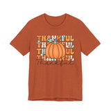 Thankful Fall Pumpkin T-Shirt - Cozy Autumn Graphic Tee - Thanksgiving & Harvest Season Shirt