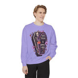 Thick Thighs & Spooky Vibes - Coffin Skeleton Halloween Sweatshirt