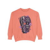 Thick Thighs & Spooky Vibes - Coffin Skeleton Halloween Sweatshirt