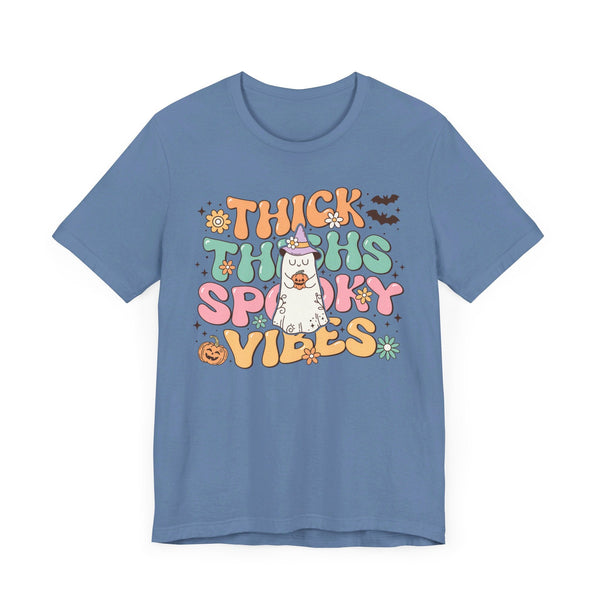 Thick Thighs Spooky Vibes Halloween Shirt - Funny Ghost Graphic Tee