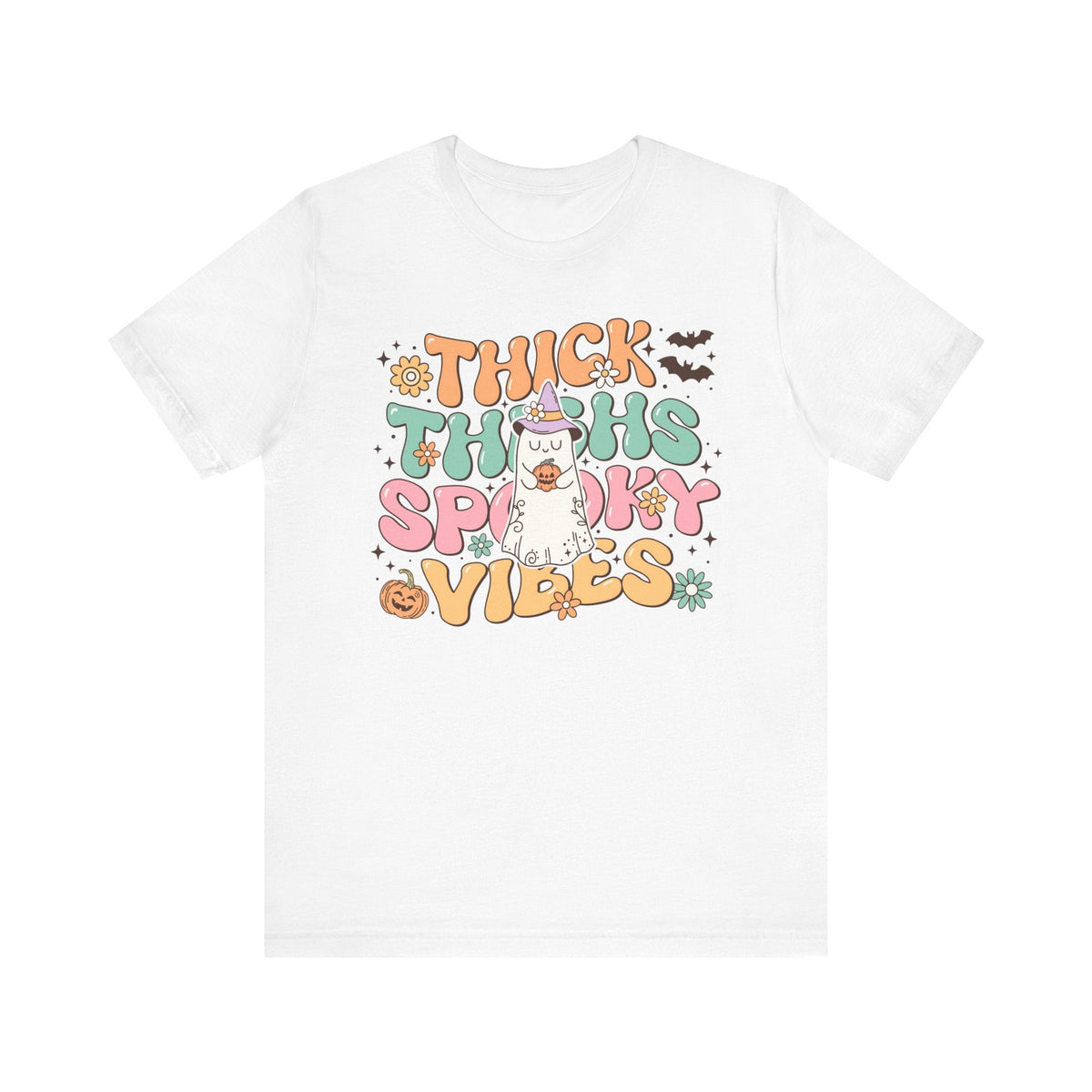 Thick Thighs Spooky Vibes Halloween Shirt - Funny Ghost Graphic Tee