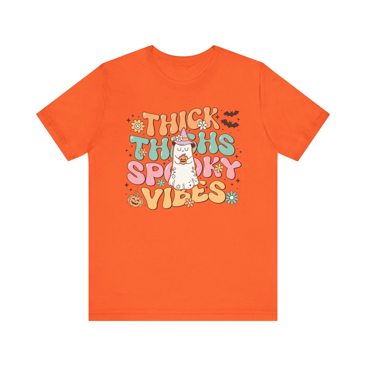 Thick Thighs Spooky Vibes Halloween Shirt - Funny Ghost Graphic Tee