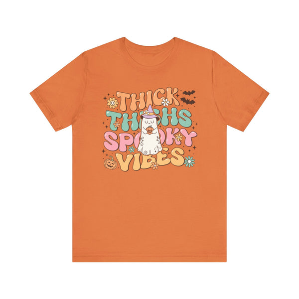 Thick Thighs Spooky Vibes Halloween Shirt - Funny Ghost Graphic Tee