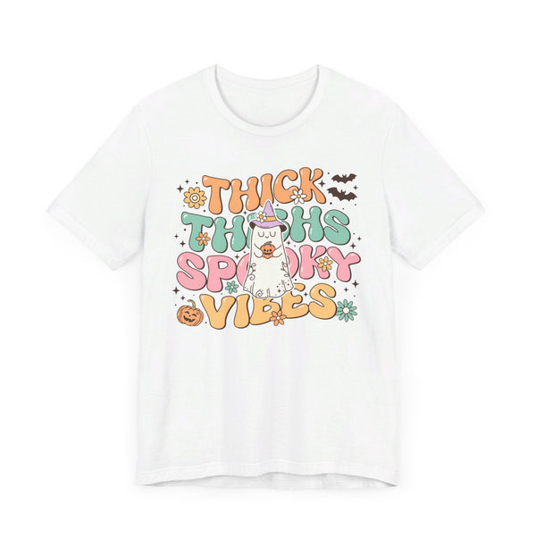 Thick Thighs Spooky Vibes Halloween Shirt - Funny Ghost Graphic Tee