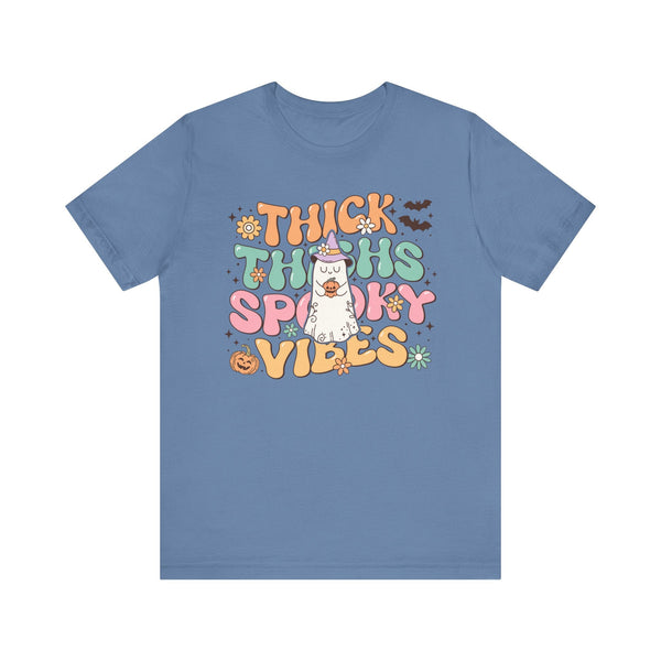 Thick Thighs Spooky Vibes Halloween Shirt - Funny Ghost Graphic Tee