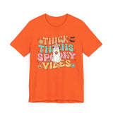 Thick Thighs Spooky Vibes Halloween Shirt - Funny Ghost Graphic Tee