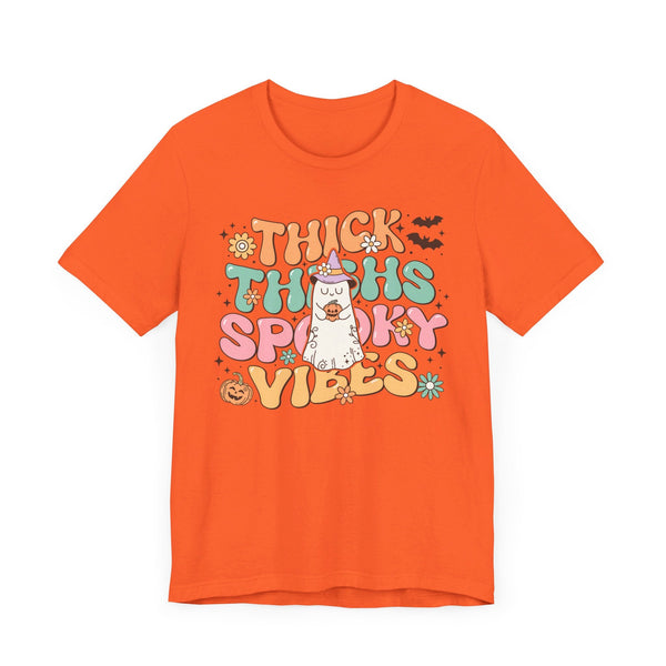 Thick Thighs Spooky Vibes Halloween Shirt - Funny Ghost Graphic Tee