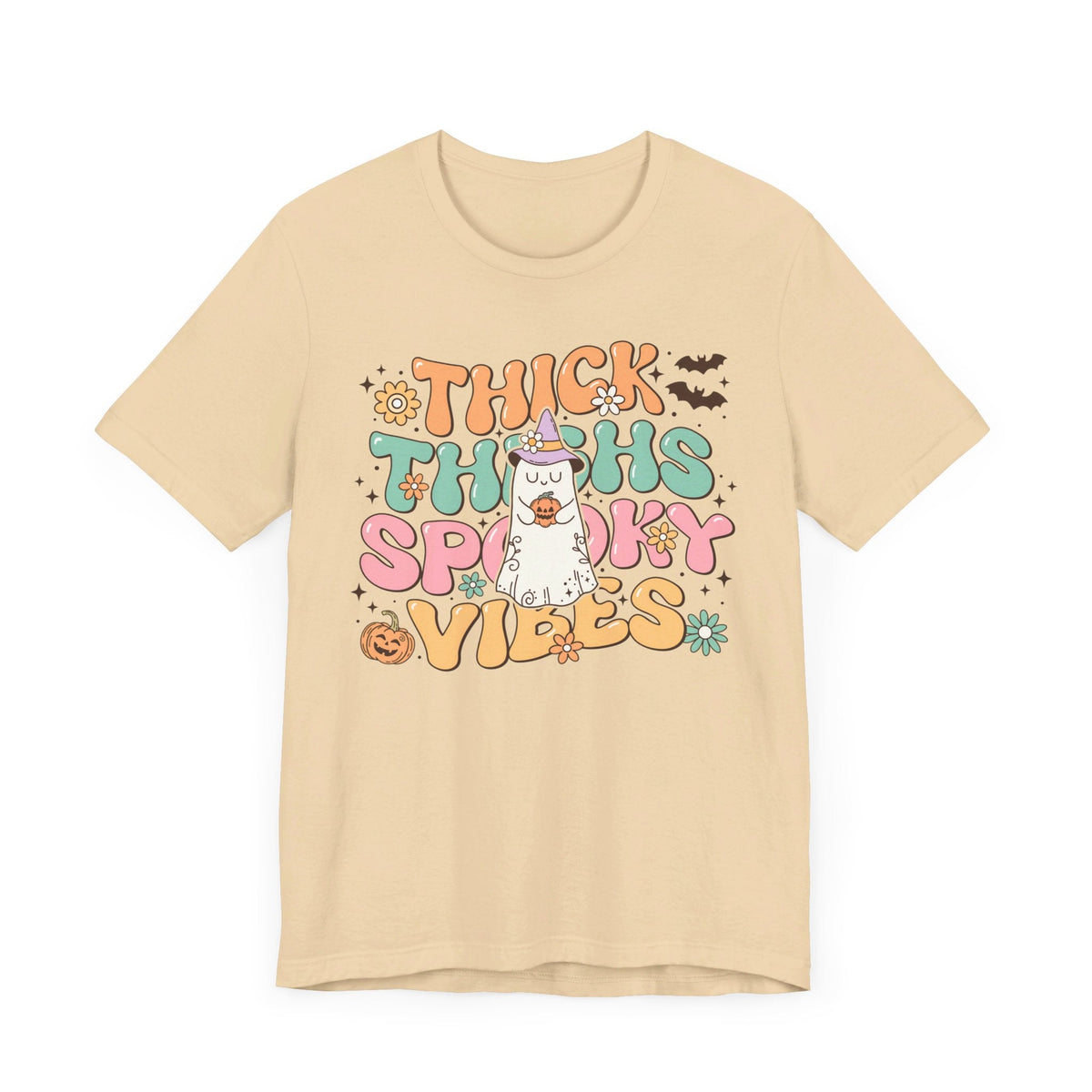 Thick Thighs Spooky Vibes Halloween Shirt - Funny Ghost Graphic Tee