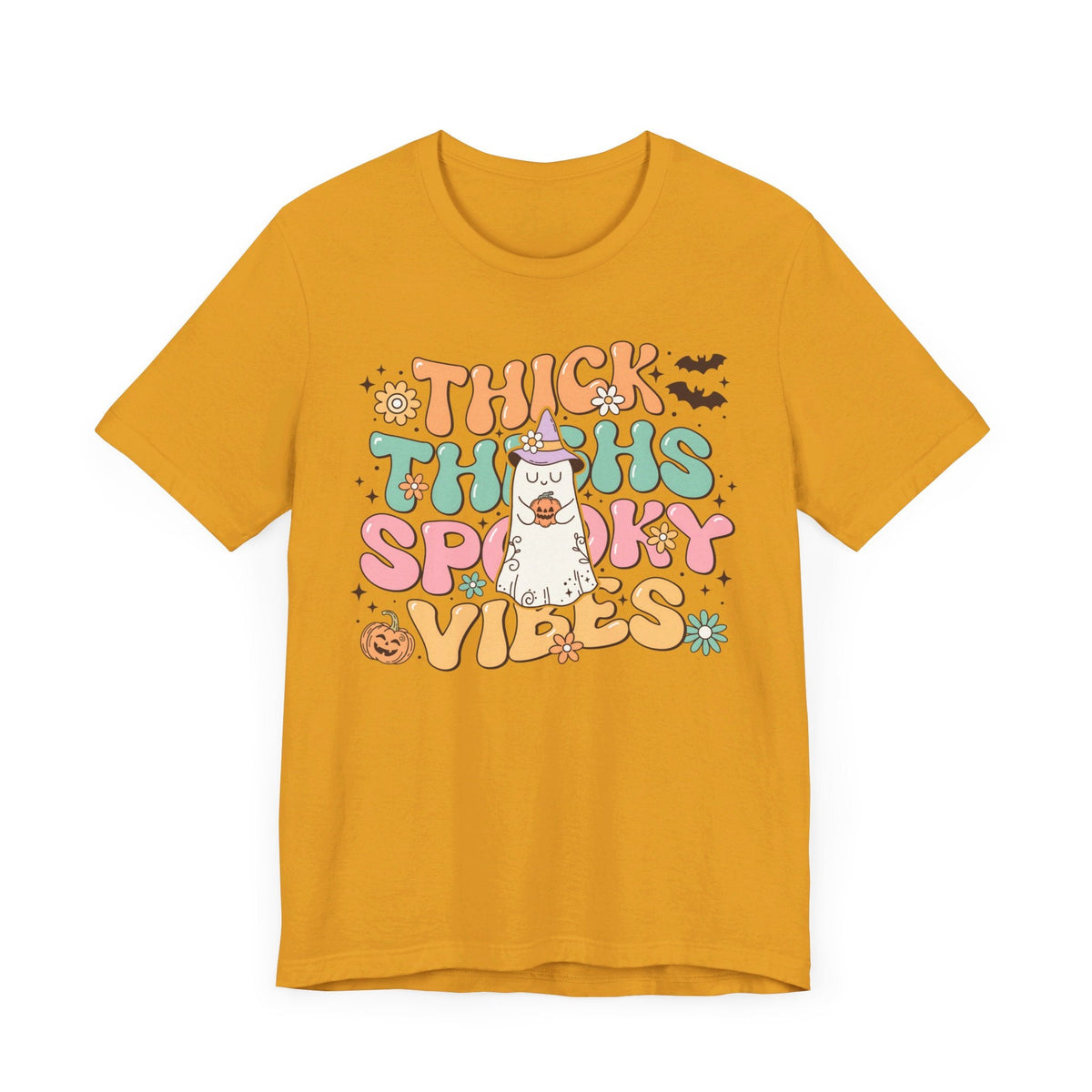 Thick Thighs Spooky Vibes Halloween Shirt - Funny Ghost Graphic Tee