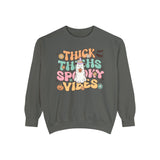 Thick Thighs Spooky Vibes Halloween Sweatshirt - Funny Ghost Graphic Sweater