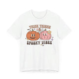 Thick Thighs and Spooky Vibes Halloween Shirt - Cute Pumpkin Pair Graphic Tee