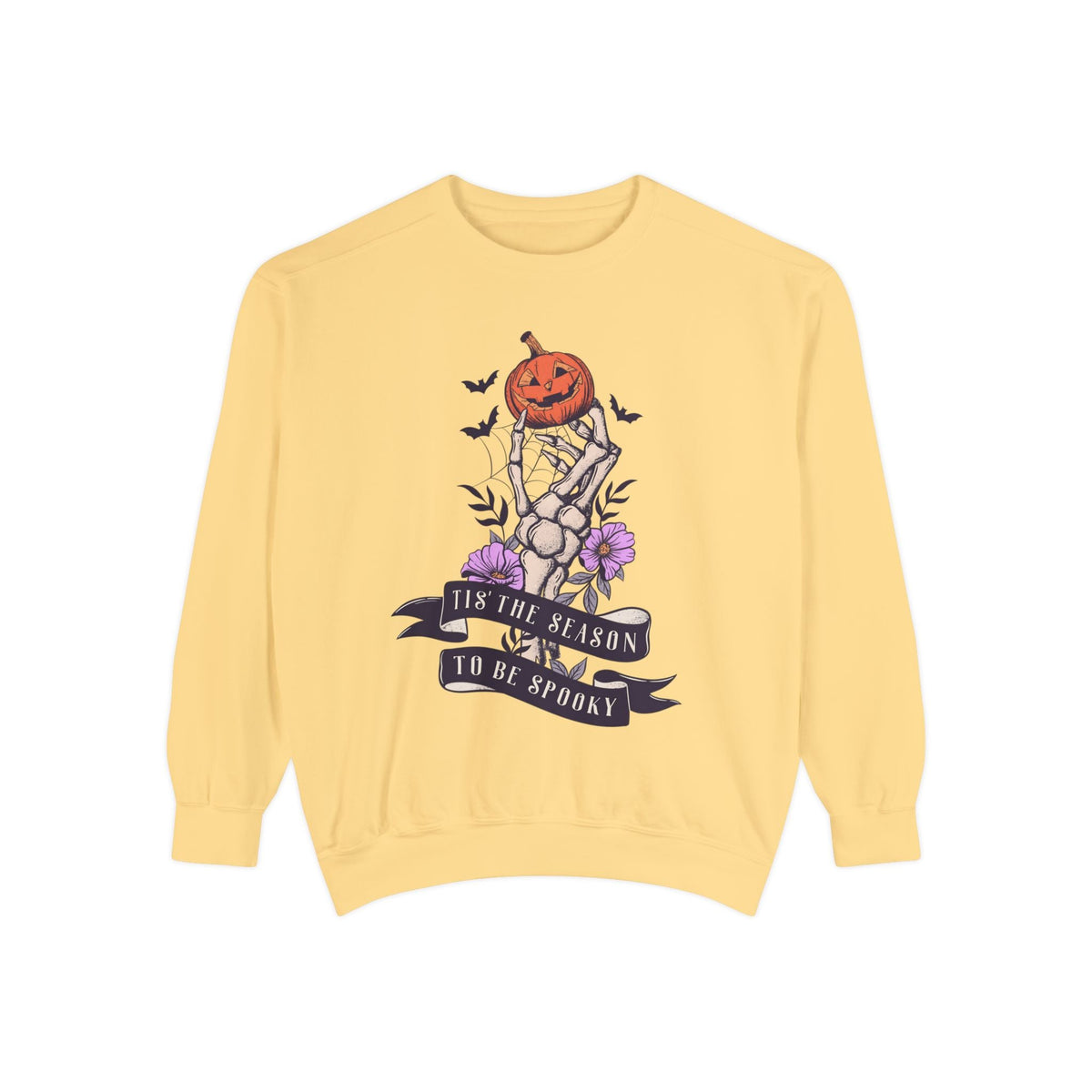 Tis' The Season To Be Spooky - Halloween Skeleton Hand Pumpkin Sweatshirt