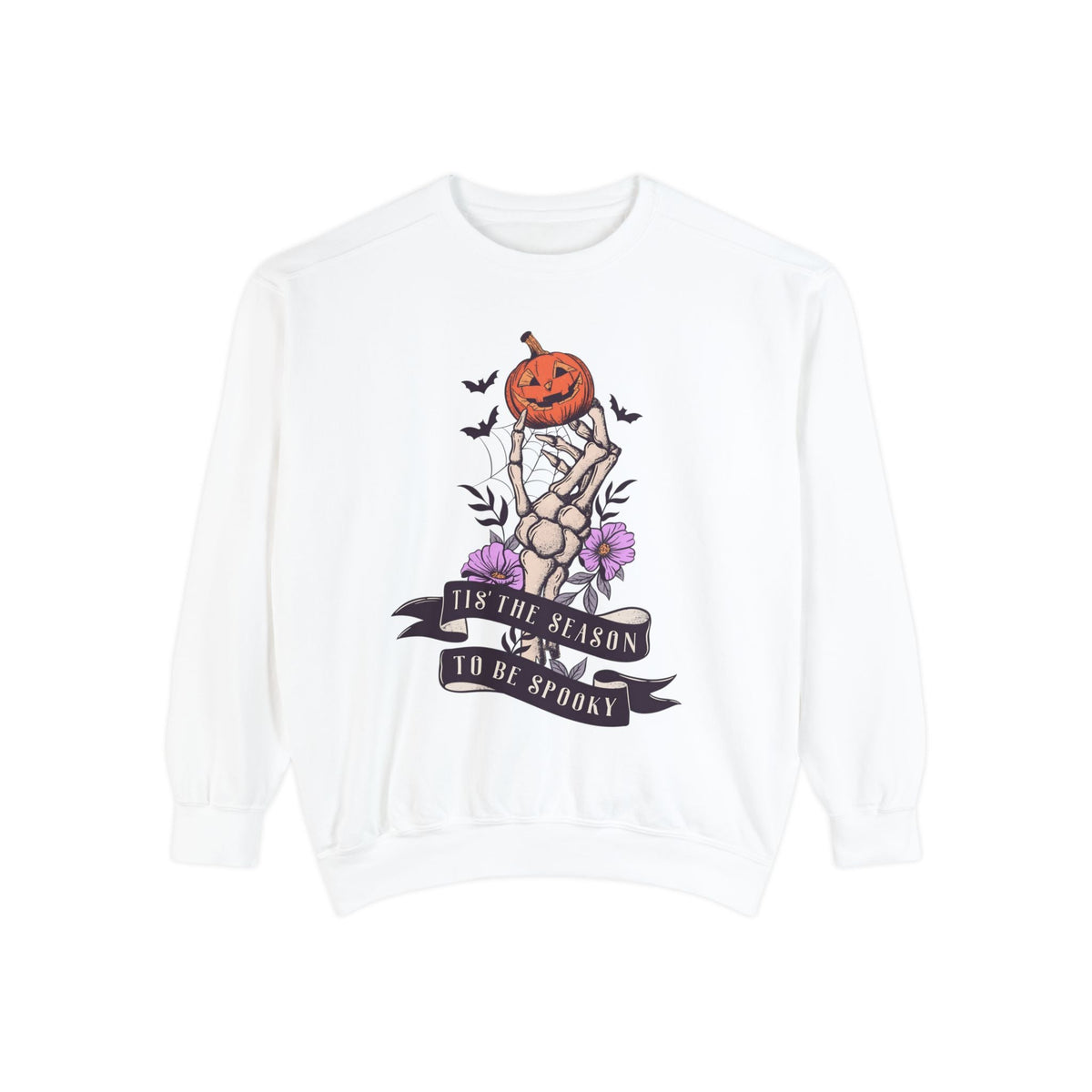 Tis' The Season To Be Spooky - Halloween Skeleton Hand Pumpkin Sweatshirt