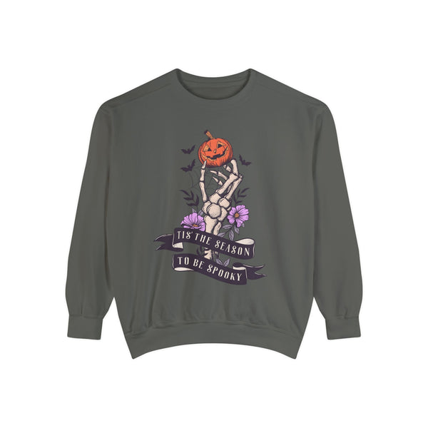 Tis' The Season To Be Spooky - Halloween Skeleton Hand Pumpkin Sweatshirt