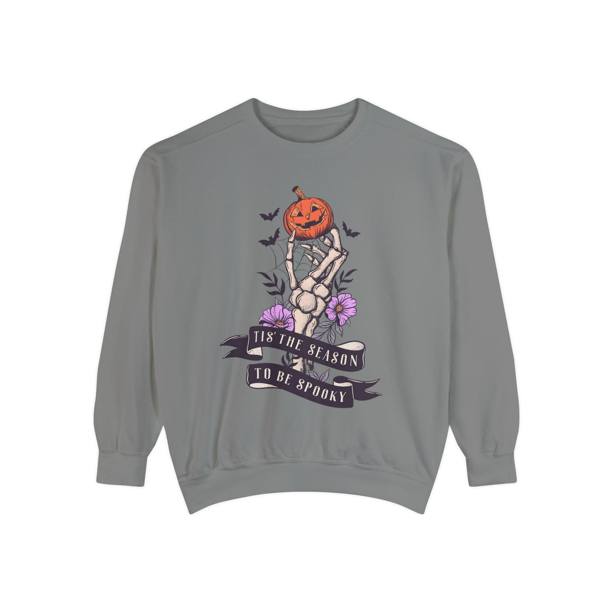 Tis' The Season To Be Spooky - Halloween Skeleton Hand Pumpkin Sweatshirt