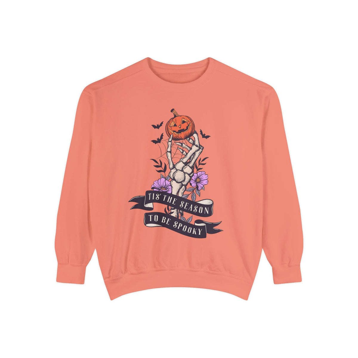 Tis' The Season To Be Spooky - Halloween Skeleton Hand Pumpkin Sweatshirt