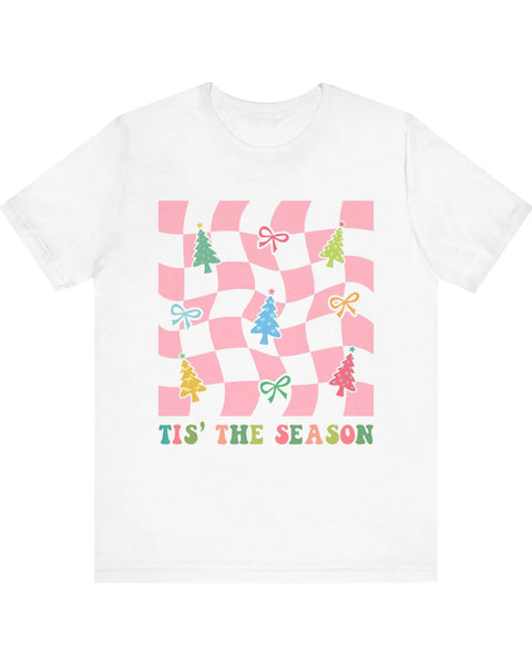 Tis the Season Christmas Tee with Playful Trees and Bows