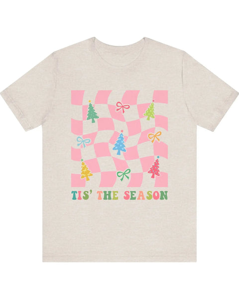 Tis the Season Christmas Tee with Playful Trees and Bows