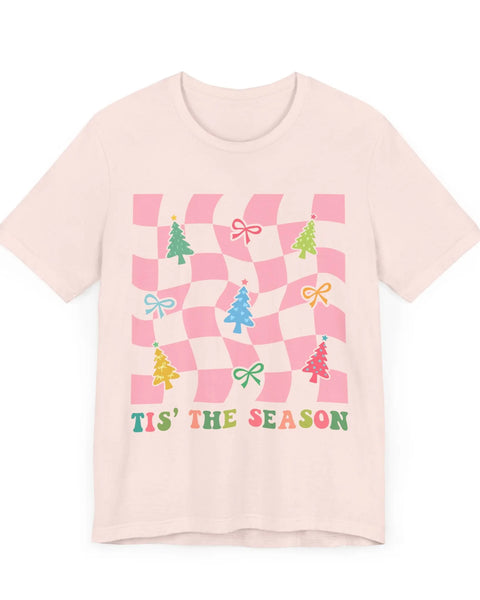 Tis the Season Christmas Tee with Playful Trees and Bows