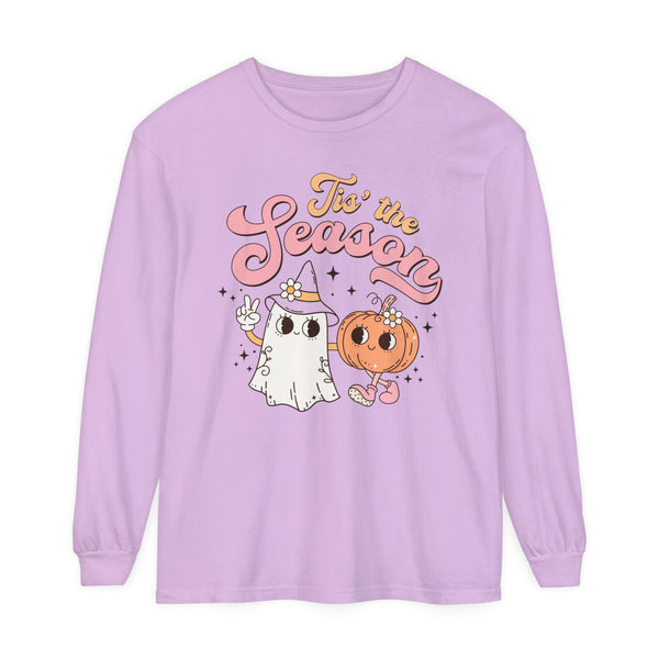 Tis' the Season Halloween Long Sleeve T-Shirt - Cute Ghost and Pumpkin Friends Graphic Tee