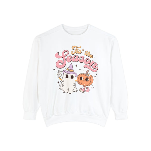 Tis' the Season Halloween Sweatshirt - Cute Ghost and Pumpkin Friends Graphic Sweater