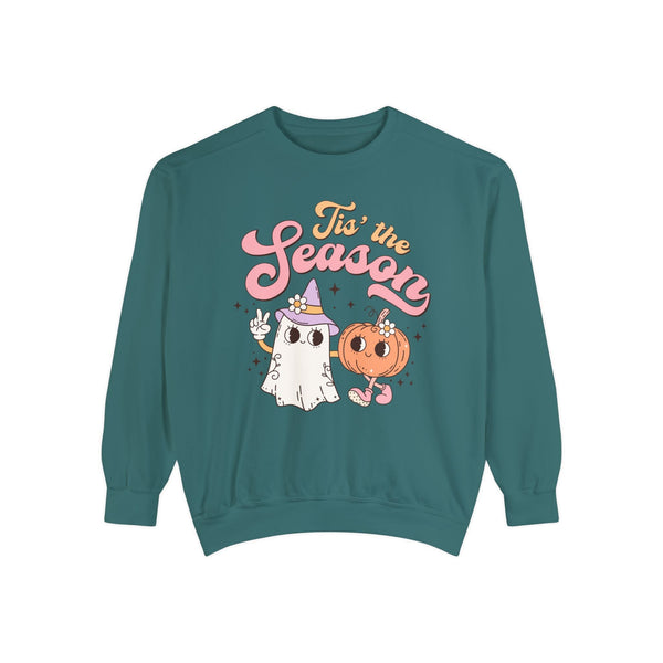 Tis' the Season Halloween Sweatshirt - Cute Ghost and Pumpkin Friends Graphic Sweater