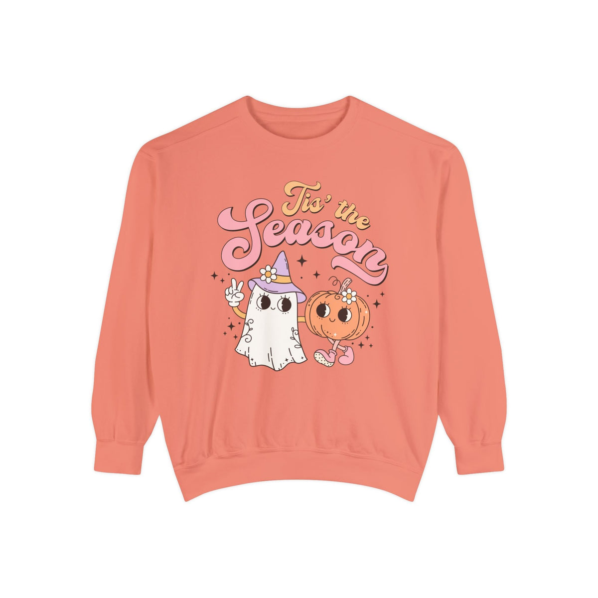 Tis' the Season Halloween Sweatshirt - Cute Ghost and Pumpkin Friends Graphic Sweater