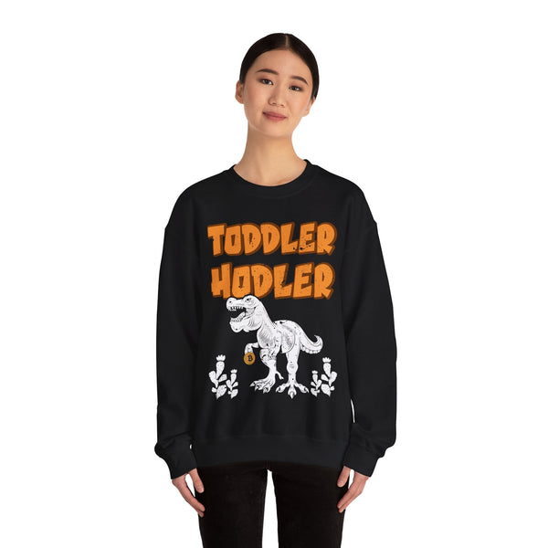 Toddler Hodler Dinosaur Crypto Crewneck Sweatshirt – Cryptocurrency Shirt for Enthusiasts, Traders, and Meme Lovers