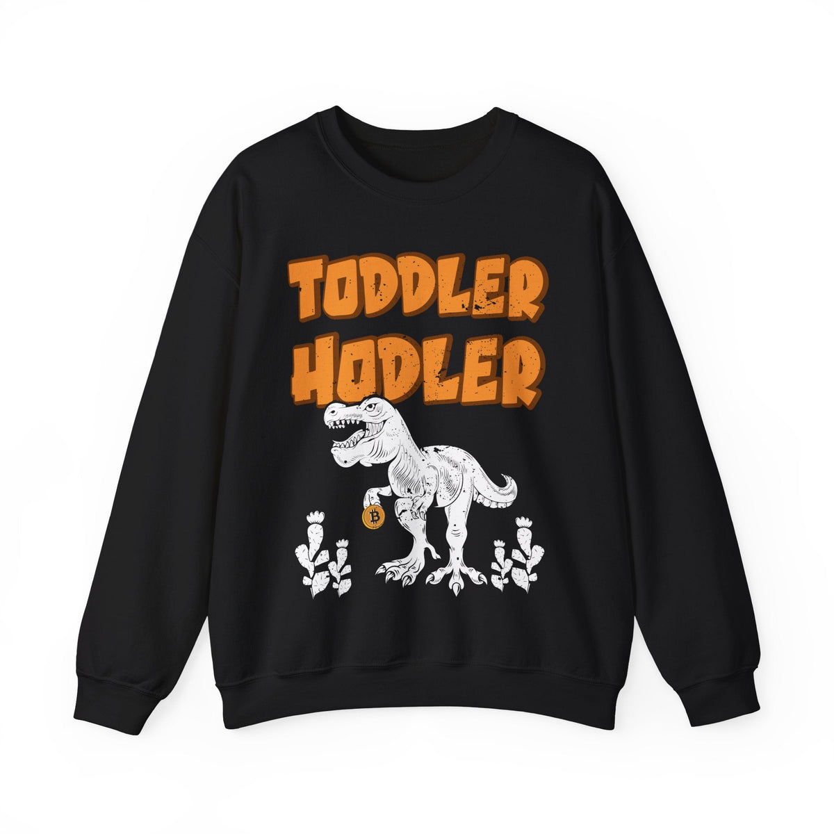 Toddler Hodler Dinosaur Crypto Crewneck Sweatshirt – Cryptocurrency Shirt for Enthusiasts, Traders, and Meme Lovers