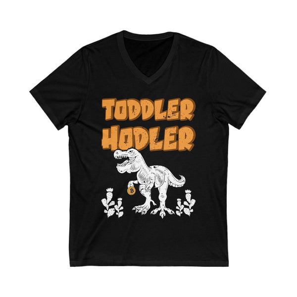 Toddler Hodler Dinosaur Crypto V-Neck – Cryptocurrency Shirt for Enthusiasts, Traders, and Meme Lovers