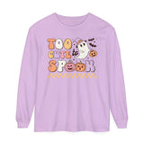 Too Cute to Spook Halloween Long Sleeve T-Shirt - Adorable Ghost and Pumpkin Graphic Tee