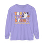 Too Cute to Spook Halloween Long Sleeve T-Shirt - Adorable Ghost and Pumpkin Graphic Tee