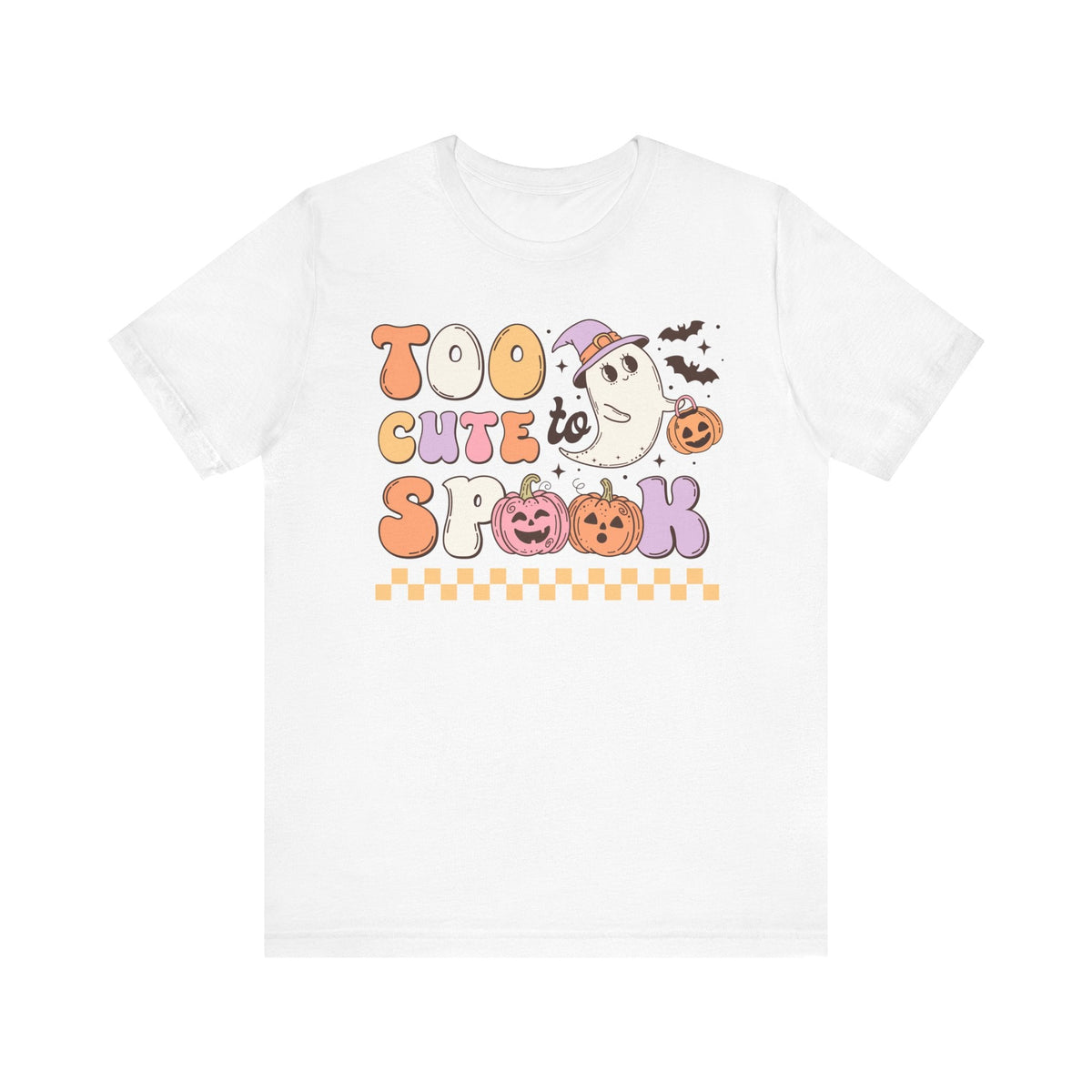 Too Cute to Spook Halloween Shirt - Adorable Ghost and Pumpkin Graphic Tee