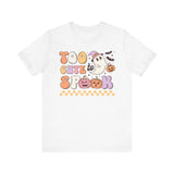 Too Cute to Spook Halloween Shirt - Adorable Ghost and Pumpkin Graphic Tee