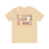 Too Cute to Spook Halloween Shirt - Adorable Ghost and Pumpkin Graphic Tee