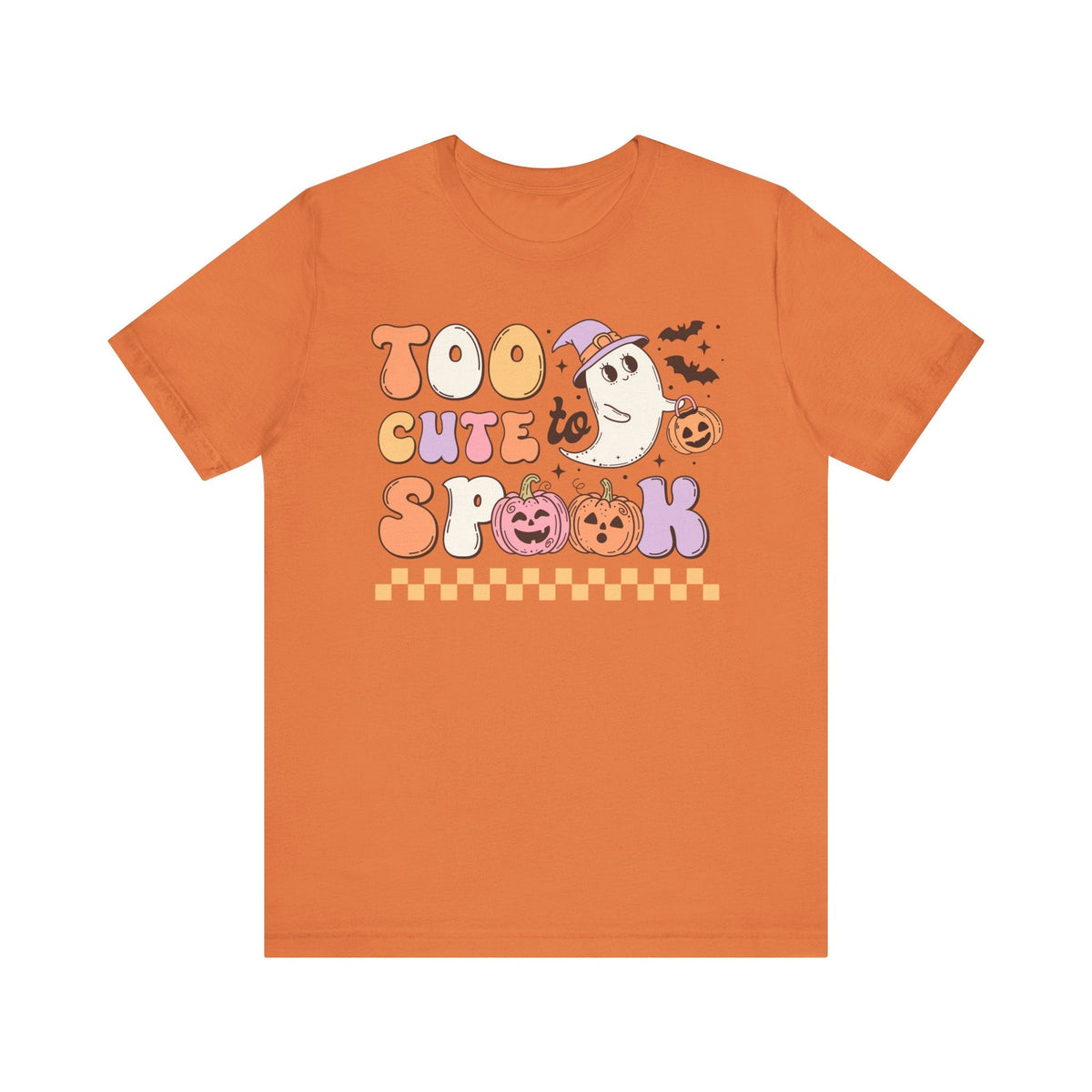 Too Cute to Spook Halloween Shirt - Adorable Ghost and Pumpkin Graphic Tee