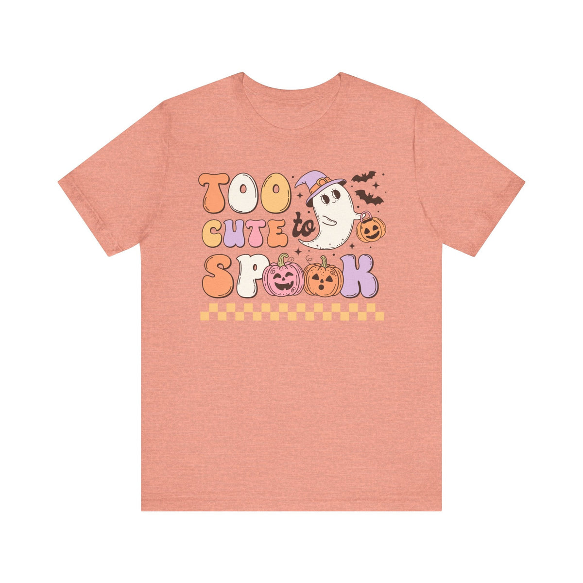 Too Cute to Spook Halloween Shirt - Adorable Ghost and Pumpkin Graphic Tee