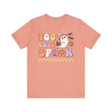 Too Cute to Spook Halloween Shirt - Adorable Ghost and Pumpkin Graphic Tee