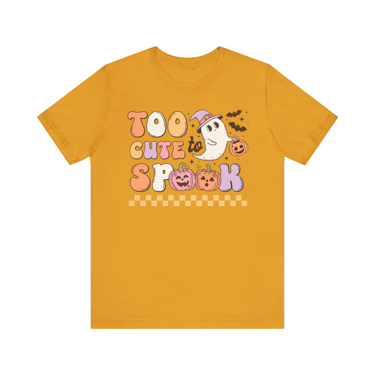 Too Cute to Spook Halloween Shirt - Adorable Ghost and Pumpkin Graphic Tee