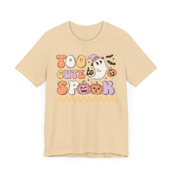 Too Cute to Spook Halloween Shirt - Adorable Ghost and Pumpkin Graphic Tee