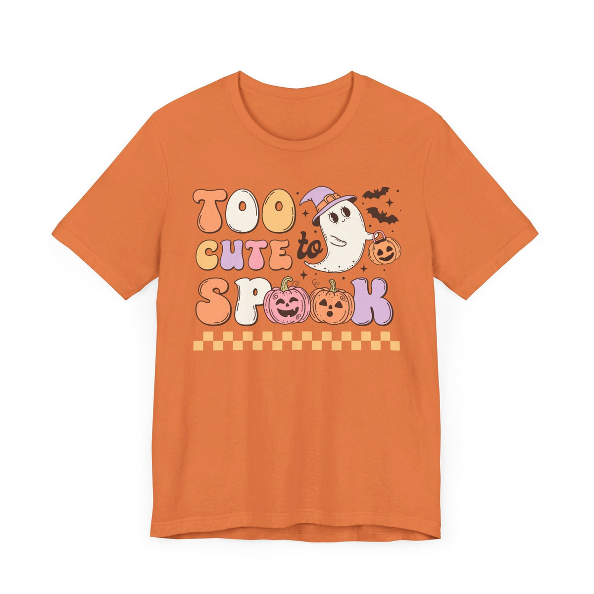 Too Cute to Spook Halloween Shirt - Adorable Ghost and Pumpkin Graphic Tee