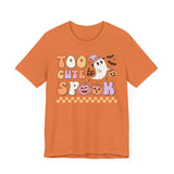 Too Cute to Spook Halloween Shirt - Adorable Ghost and Pumpkin Graphic Tee