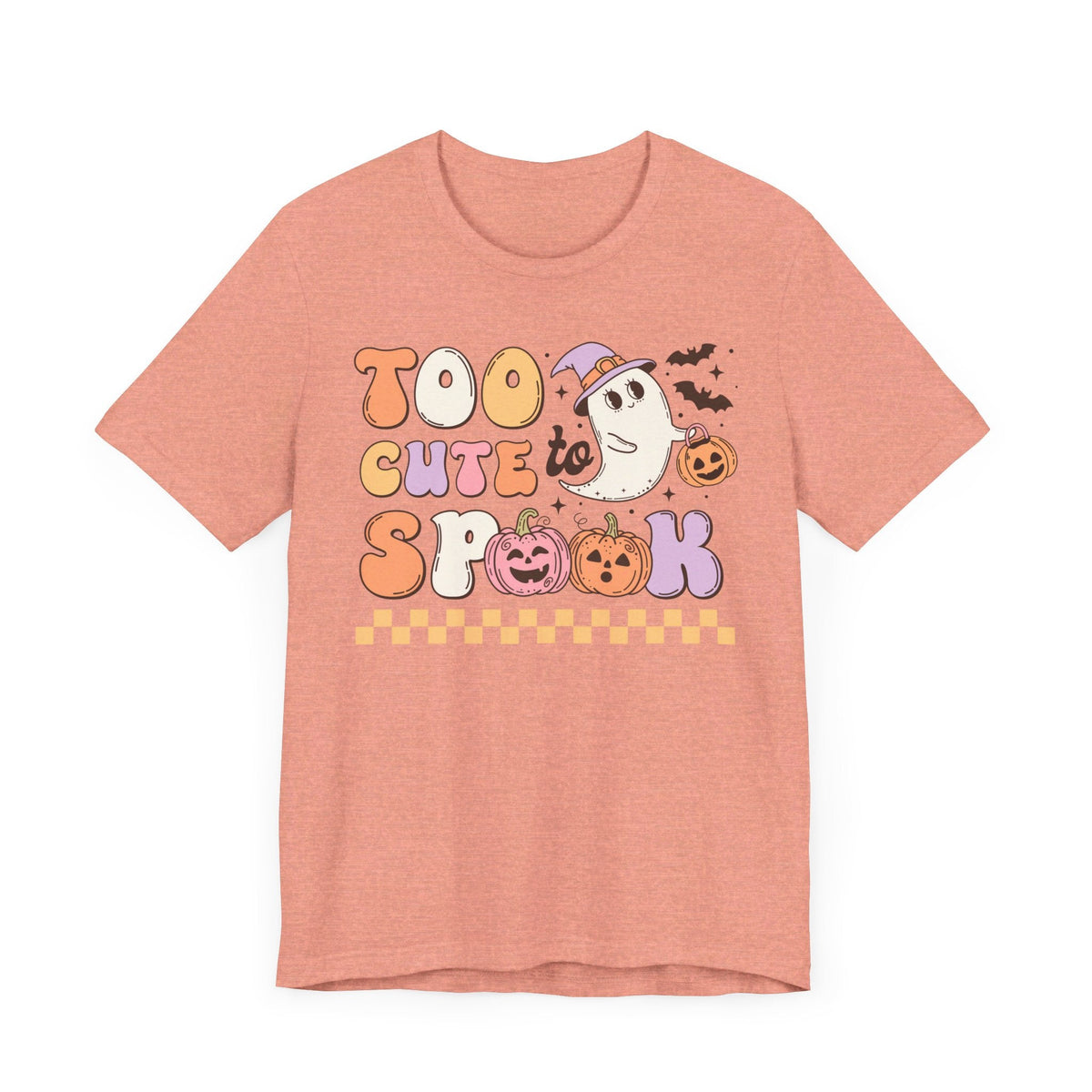 Too Cute to Spook Halloween Shirt - Adorable Ghost and Pumpkin Graphic Tee