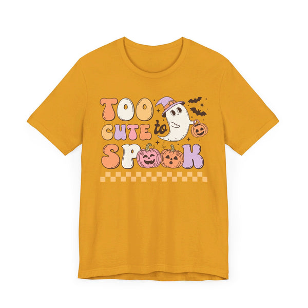 Too Cute to Spook Halloween Shirt - Adorable Ghost and Pumpkin Graphic Tee