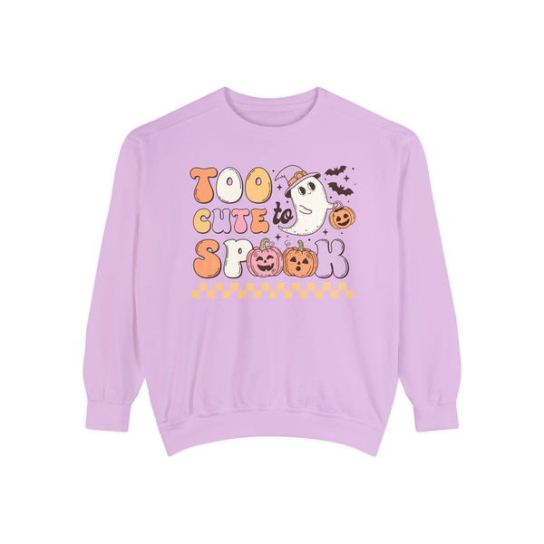 Too Cute to Spook Halloween Sweatshirt - Adorable Ghost and Pumpkin Graphic Sweater