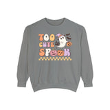 Too Cute to Spook Halloween Sweatshirt - Adorable Ghost and Pumpkin Graphic Sweater