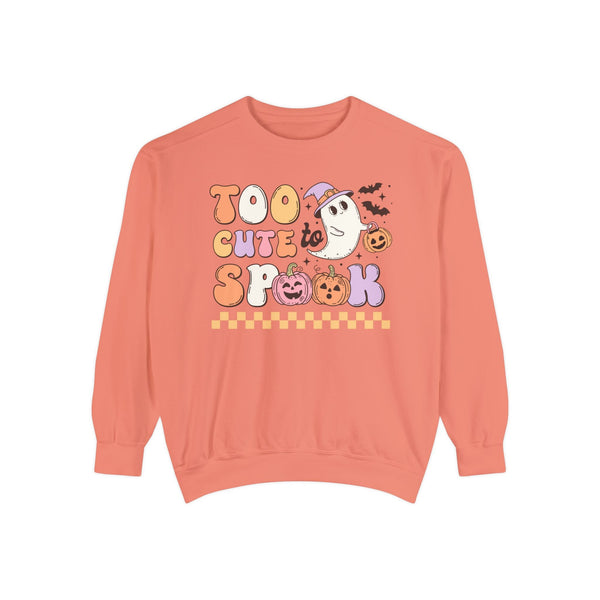 Too Cute to Spook Halloween Sweatshirt - Adorable Ghost and Pumpkin Graphic Sweater