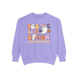 Too Cute to Spook Halloween Sweatshirt - Adorable Ghost and Pumpkin Graphic Sweater