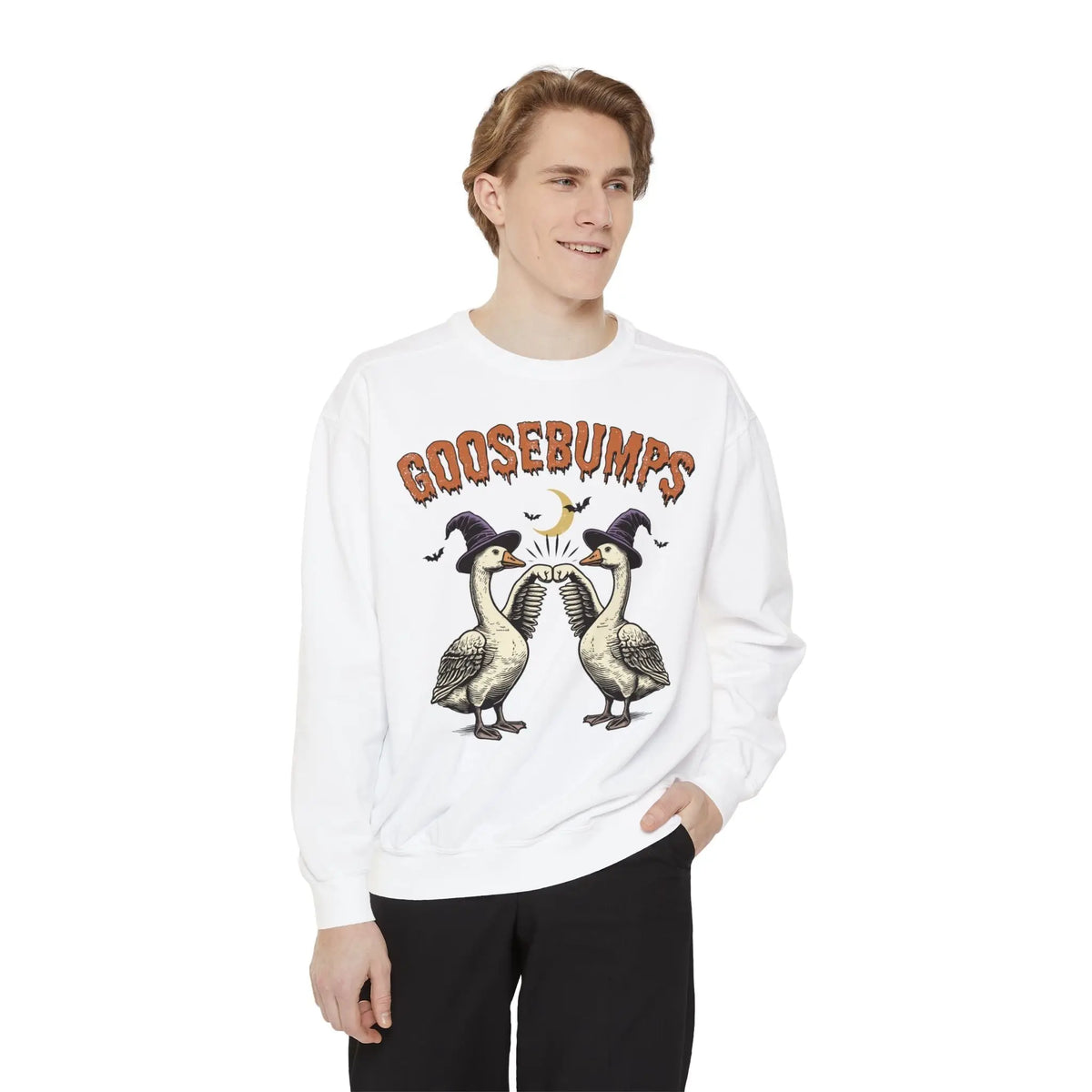 Vintage Goosebumps Halloween Sweatshirt - Witch Geese Spooky Graphic Sweater