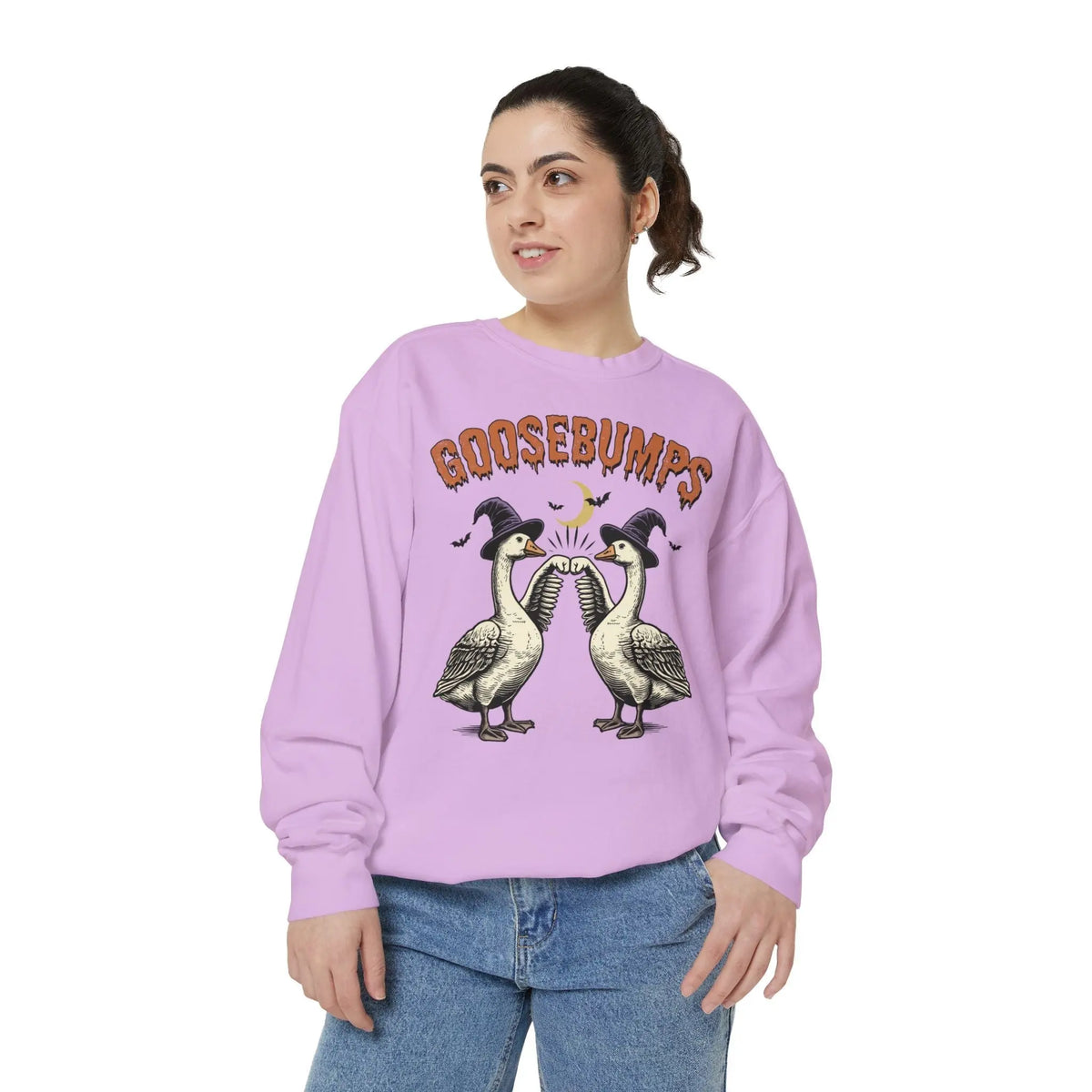 Vintage Goosebumps Halloween Sweatshirt - Witch Geese Spooky Graphic Sweater